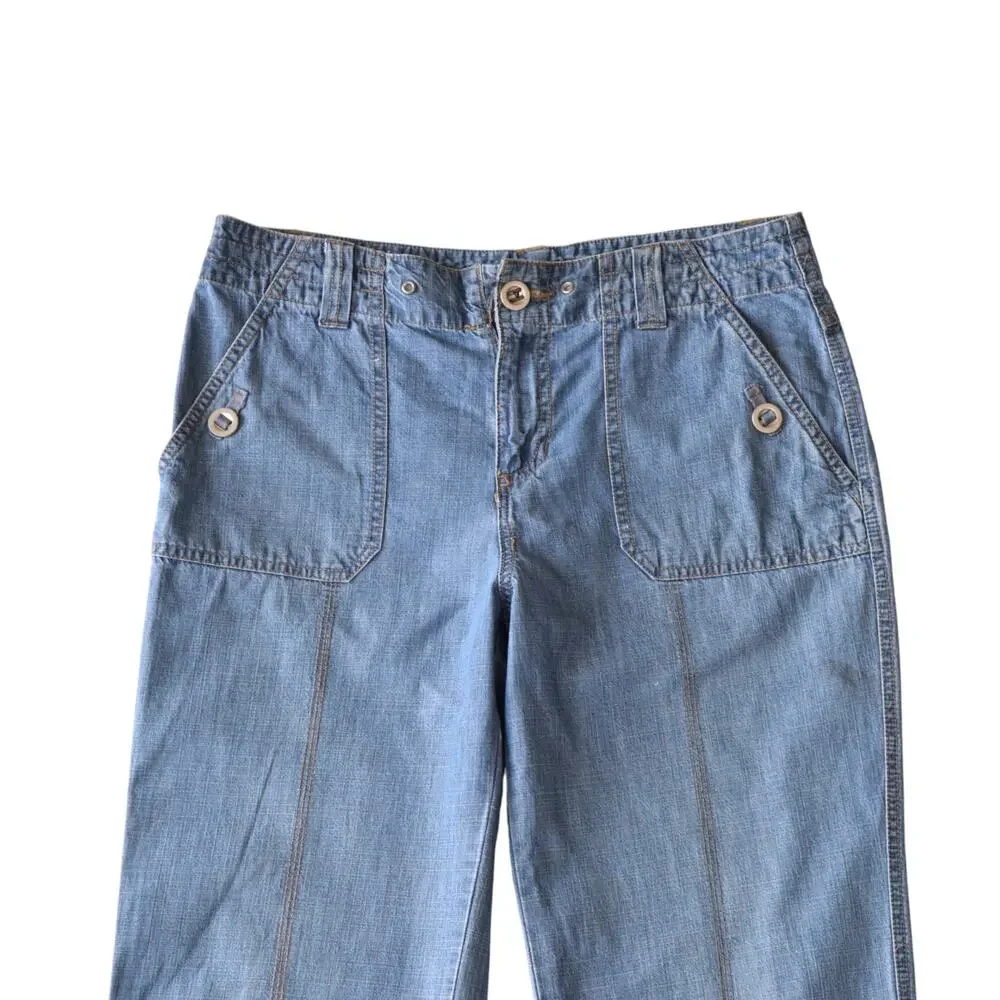 Vintage Faded Glory Y2K Denim Capri Jeans - Size 4 - Drawstring Hem - Picture 2 of 8